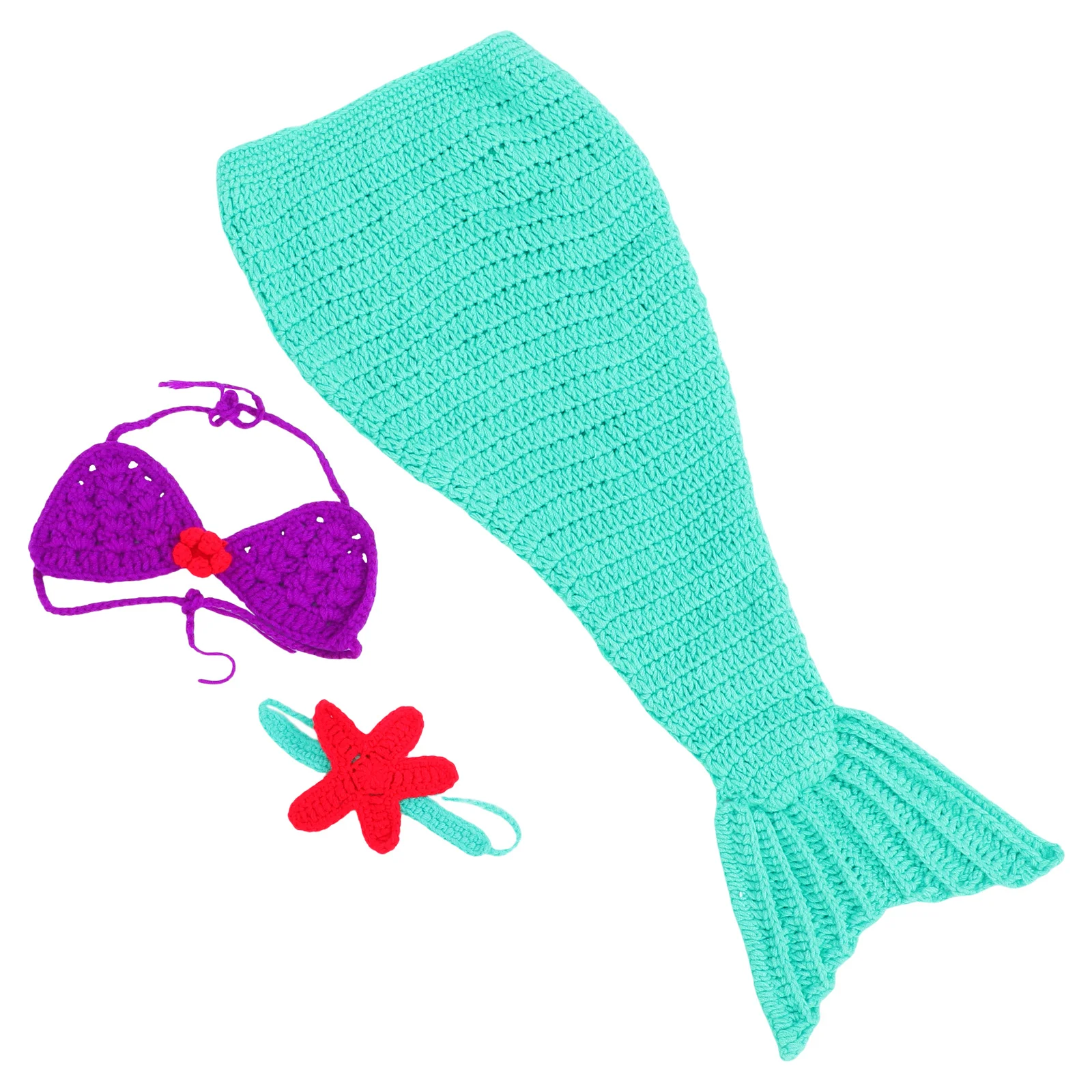 

Photo Props Knitted Mermaid Outfit Handmade Woolen Photography Props Costume Knitted Outfits