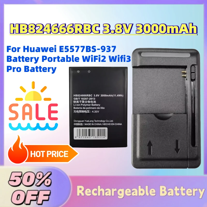 High-Quality HB824666RBC 3.8V 3000mAh Rechargeable Batteries for Huawei E5577BS-937 Battery Portable WiFi2 Wifi3 Pro Battery