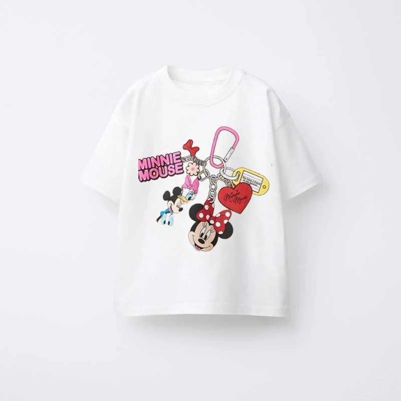 2026 جديد الكرتون ميني لطيف طفلة قصيرة الأكمام تيز بوتيك موضة ملابس الأطفال بلايز عادية بلايز س الرقبة تي شيرت