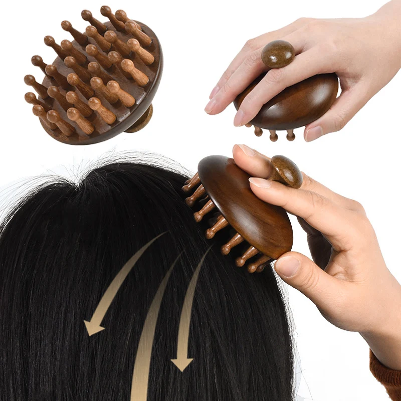 

Multi-Functional Wood Therapy Massage Comb Scalp Head Massager Natural Sandalwood Circular Tooth Guasha Scraping Body Massager