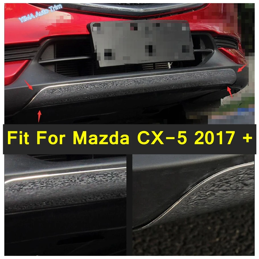 

Front Bumper Bottom Protection Strips Cover Trim 1 Piece For Mazda CX-5 2017 - 2022 Stainless Steel Exterior Refit Accessories