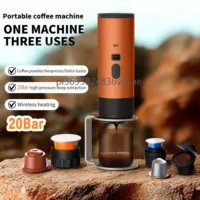 3-in-1 Portable Electric Coffee MakerCapsule Coffee Grinder Travel Coffee Maker with Cordless Heating for Car and Home Camping