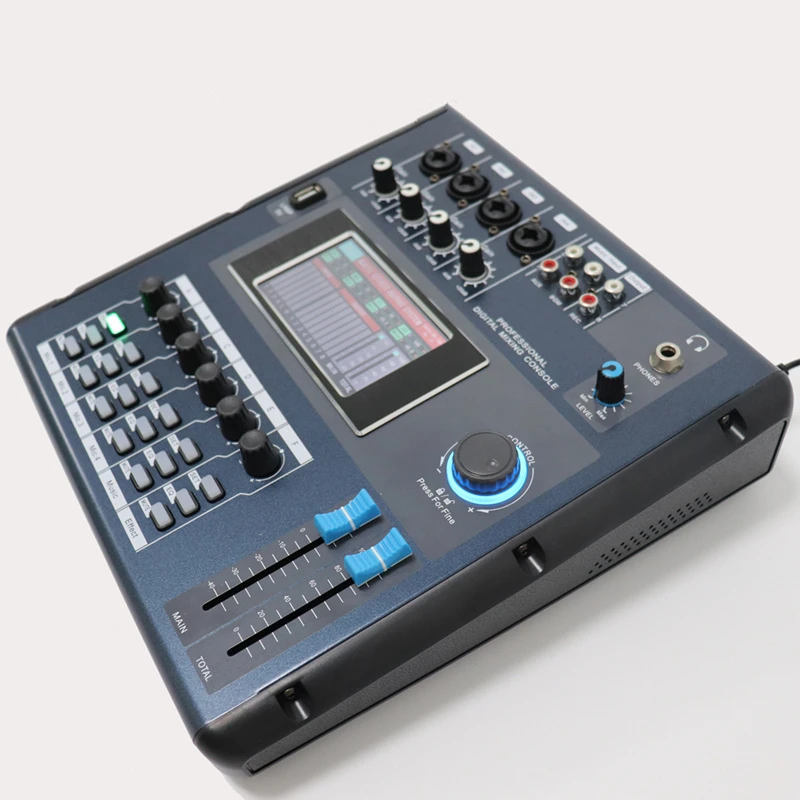 

mini digital DJ mixer 8ch digital audio mixer console with MP3,DSP, HD touch screen and reverberation