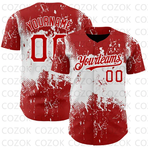 Custom Red Baseball Jersey Men and Women Section Shirt 3D Printed Shirt Casual Team Shirts Hip Hop Unisex Tops