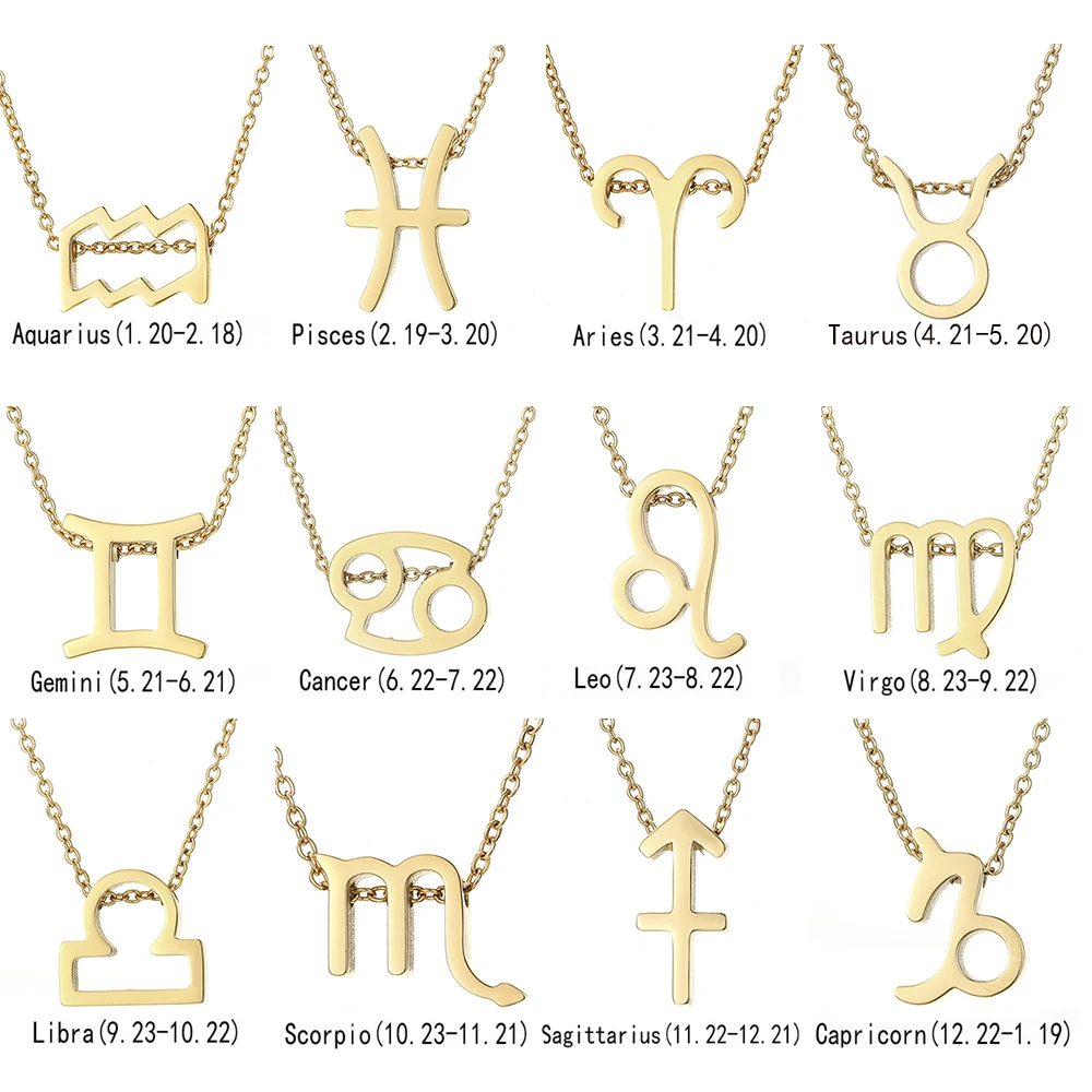 Orazio Constellation Necklace for Women New Stainless Steel 12 Horoscope Pendant DIY Neck Chain Birthday Jewelry Gift Wholesale