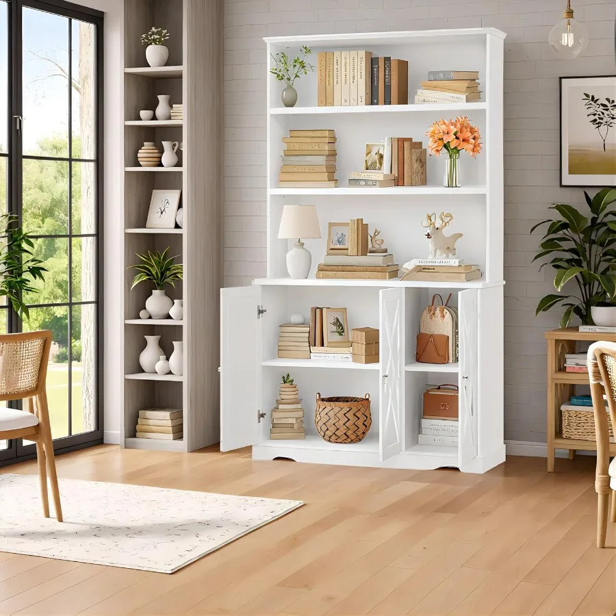 رف كتب بطول 72 ساعة مع خزائن رف كتب واسع وخزانة كتب مع أرفف مفتوحة من 3 طبقات حافظة كتب حديثة مع خزانة تخزين لـ #4