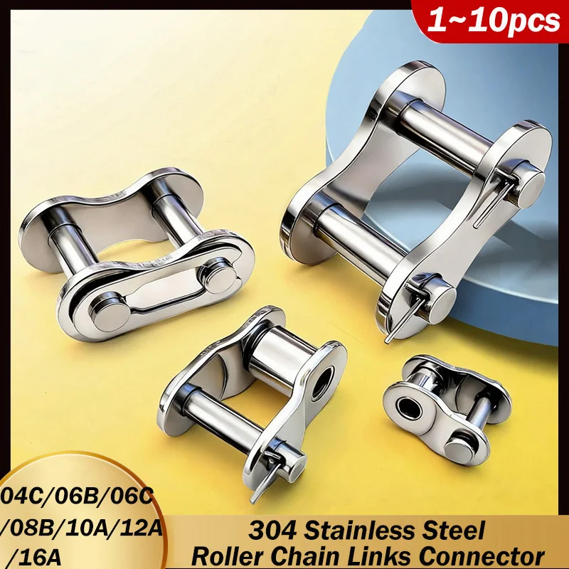 04C 06B 06C 08B 10A 12A 16A 304 Stainless Steel Roller Chain Links Connector Single Row Chain Drive Chain Joints Full/Half Link