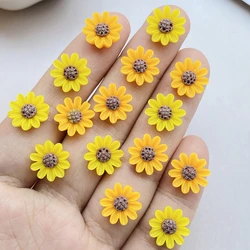 50Pcs Mixed Nail Art Resin Yellow Chrysanthemums Series Charms Rhinestones DIY Craft For Nail 3D Decorations Jewelry