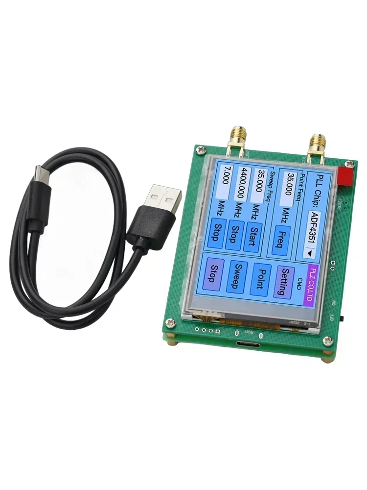 Touch Screen ADF4351 35M-4.4G RF Signal Generator PLL Sweep Frequency Generator Black Tool  Accessories