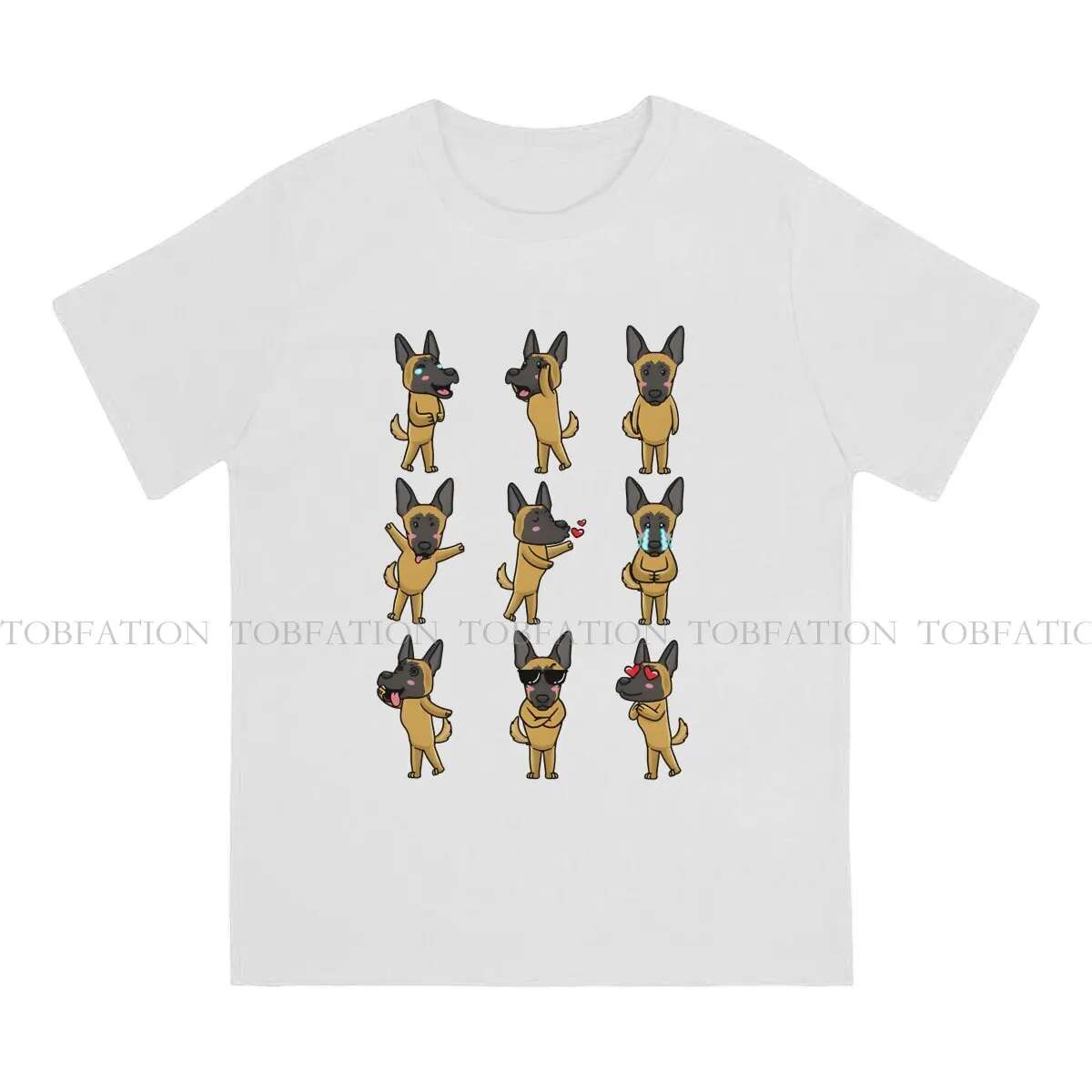 Belgian Malinois Malinois Dog Emoticon Tshirt Graphic Men Tops Vintage Homme Summer Streetwear 100% Cotton T Shirt