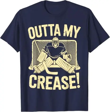 Outta My Crease Lustiges Eishockey-Torwart-Kunstwerk für Männer und Frauen T-Shirts Eishockey-Liebhaber Unisex T-Shirt Outdoor-Sportbekleidung – Detail 12