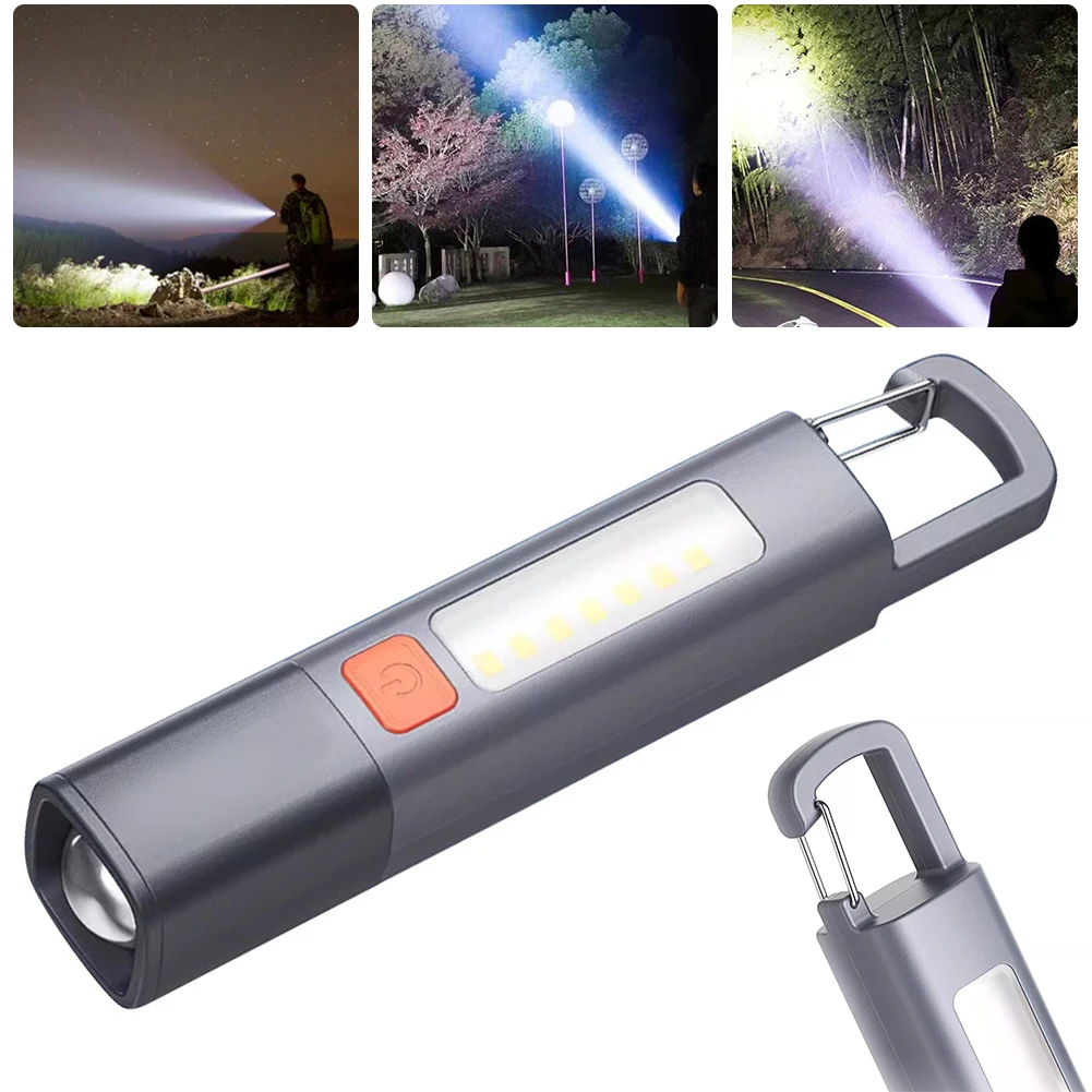 Super Bright Flashlight USB Charging Ultra Bright LED Torch 800mAh Zoomable Emergency Lantern 3 Gears for Outdoor Hiking Fishing