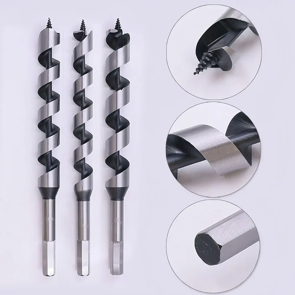 1Pcs 200-460mm Wood Auger Drill Bit 6mm High Carbon Steel Woodworking Center Drill Hex Shank Extra Long Door Lock Reaming Tool