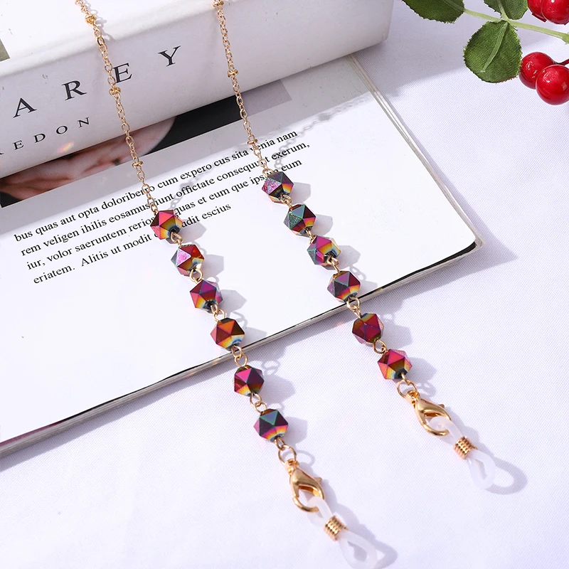 New Women Bohemian Crystal Beaded Glasses Chain Lanyard Face Mask Chain Holder Eyeglass Rope Sunglasses Cord Neck Strap Gift DIY