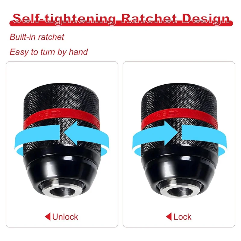 

ABUH-Keyless Drill Chuck For , 1/2-20UNF Mount, 1.5-13Mm Self-Tighten, With SDS-Plus & Hex Shank Adapters