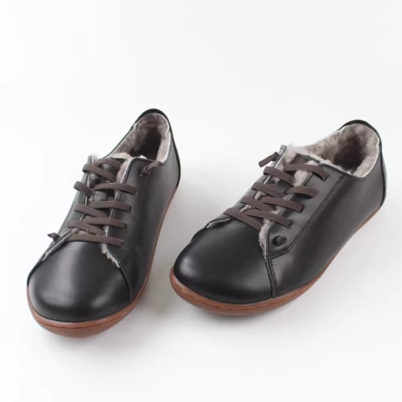 Vintage Cowhide Men\'s Shoes Farmer\'s Outdoor Shoes Worn Out Effect Genuine Leather Shoes Wool Warm Snow Shoes Snow boots