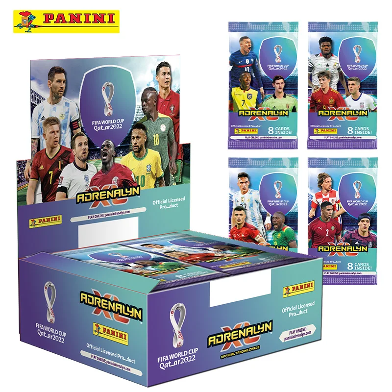 シャッターボックス付きパニーニフットボールカード、サッカースター、メシア、ニーマー、qiyan、ワールドカップ、収集可能なカード、クリスマス、誕生日プレゼントおもちゃ、ボックス全体