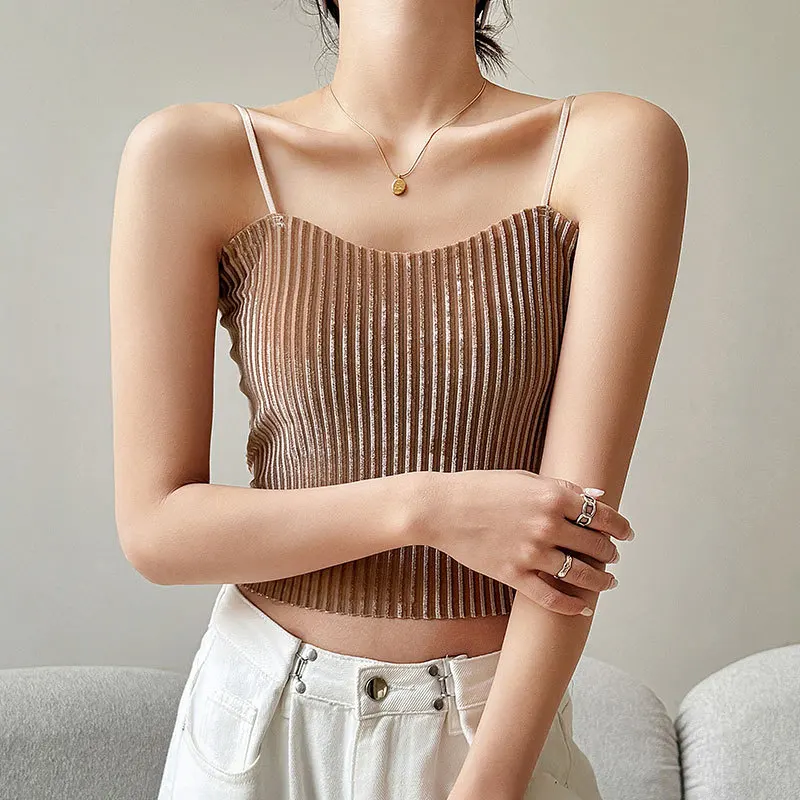 

Sexy sling vest for women's summer inner fit, fashionable foreign style, slim fit with chest pad, high-end tube top, beautiful b