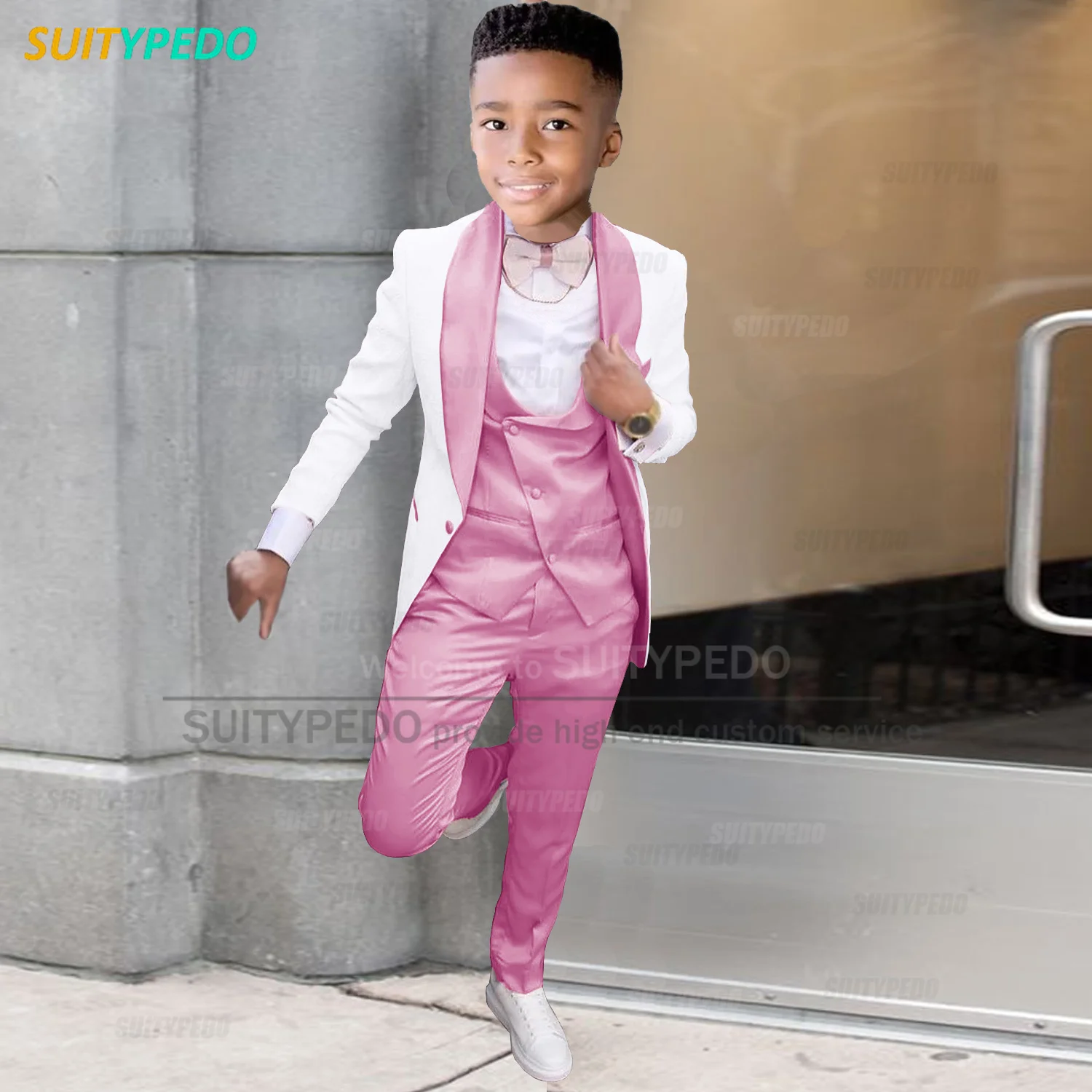 

Boys Suit Sets Evening Party Fashion Satin Blazer Vest Pants Three Pieces Teenager Graduation Ceremony Formal Slim Fit Outfits