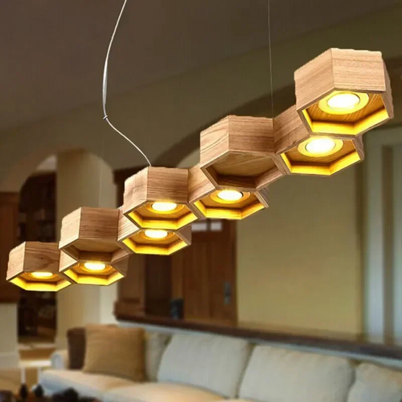 

Modern Wood LED Pendant Lamp for Indoor Dining Room Foyer - Energy Efficient Home Adornment Lighting 110-240V