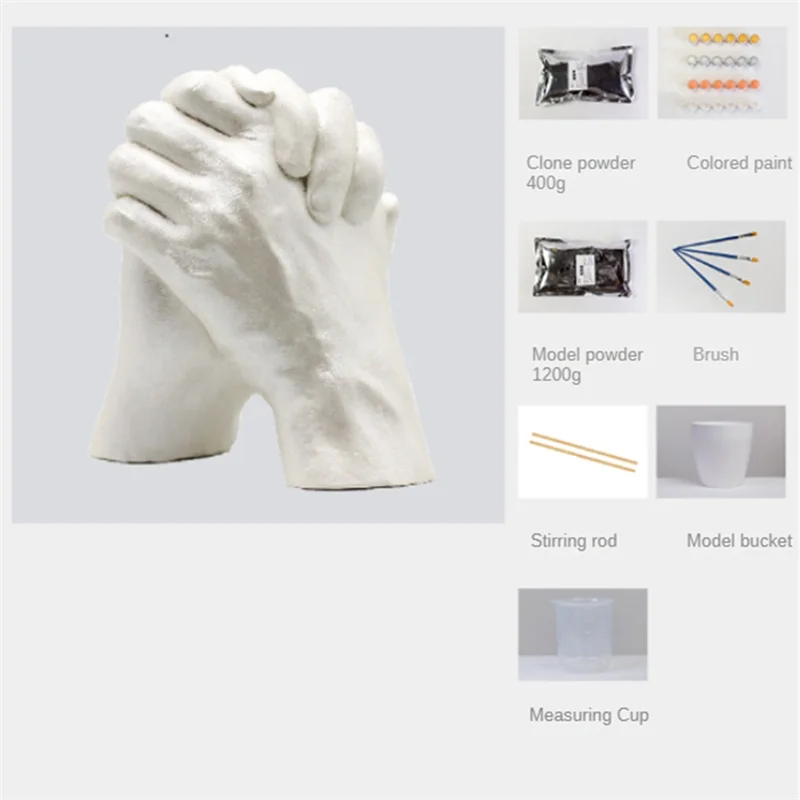 ABPQ-Hand Casting Couples Realistic Stone Sculpture For Two DIY Mother's Day Handmade Mold Hand Cast Plaster Clone Finger Durabl