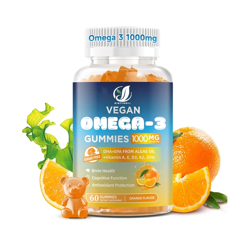 

Вегетарианские жевательные конфеты с Омега-3, 1000 мг, на основе масла водорослей, содержащие 600 мг DHA из водорослей — для здоровья глаз и иммунитета