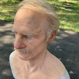 قناع وجه واقعي على شكل جد قديم ، أغطية رأس من اللاتكس مع شعر مستعار ، أدوات تأثيري هالوين ، حفلة كرنفال ، سماعة أصلع قديمة ، سماعة رأس أفضل 8 فستان حفلة مبيعات للجدة - No6