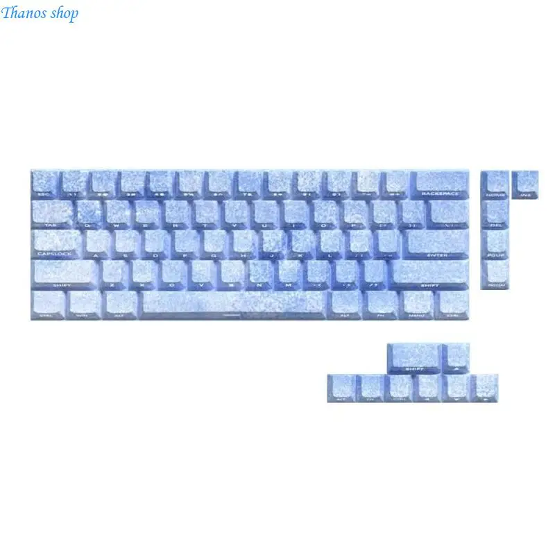 

64/74Key Keycaps Ice Blue Keycap Side Print Backlit Keycaps for Keyboards X37A