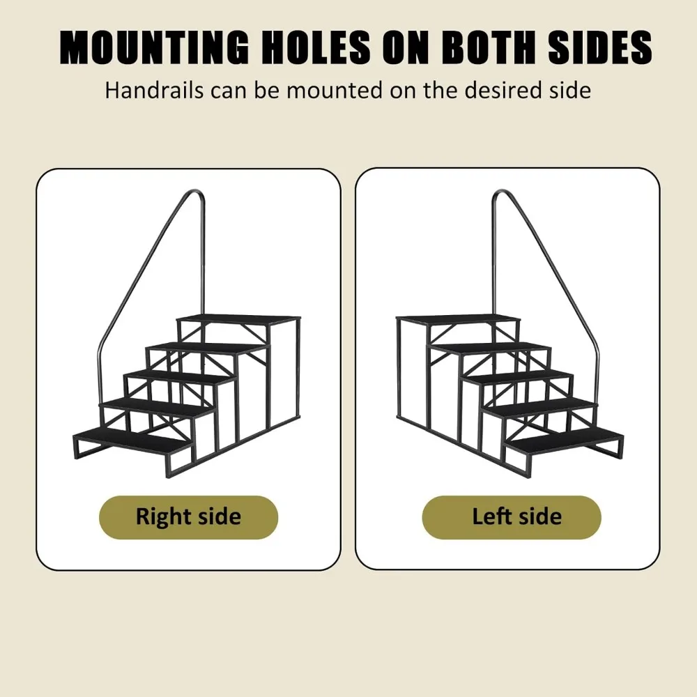 บันได, บันไดพับพร้อมที่จับ, บันไดสระว่ายน้ำแบบแข็งแรงสำหรับสระว่ายน้ำเหนือพื้นดิน รับน้ำหนักได้ 660 ปอนด์, บันไดสำหรับรถบ้าน บันไดกลางแจ้ง บันไดรถบ้านสำหรับการเข้าถึง