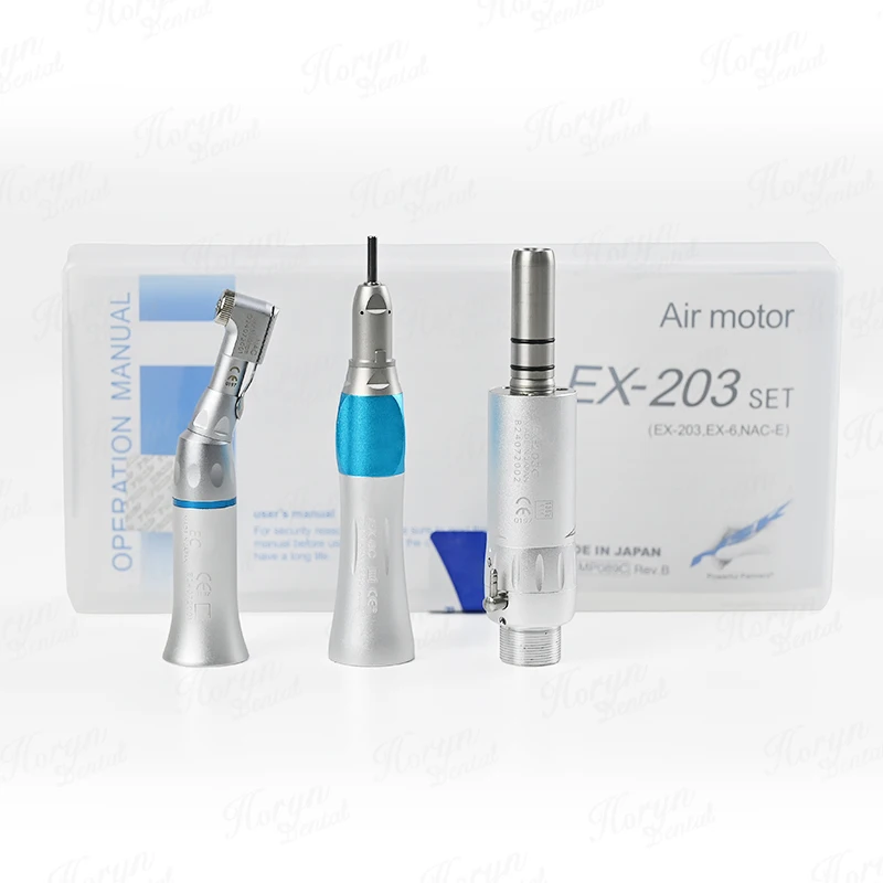 den tal Slow Low Speed Handpieces Set E-type Contra Angle Straight Handpiece External Water Spray 2/4 Hole Air Motor