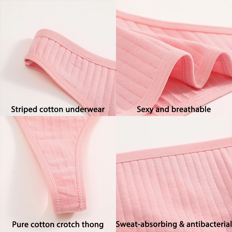 6PCS/Set Cotton Panties G-String Women Panties Sexy Underwear Female Lingerie Thong Briefs for Woman Solid Color Intimate Pantys