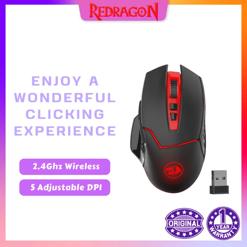 

Redragon M690-1 Gaming Mouse Wireless Adjustable Mice 8 Buttons 2400DPI 2.4GHz for MMO Pro Gamers PC Laptop for LOL