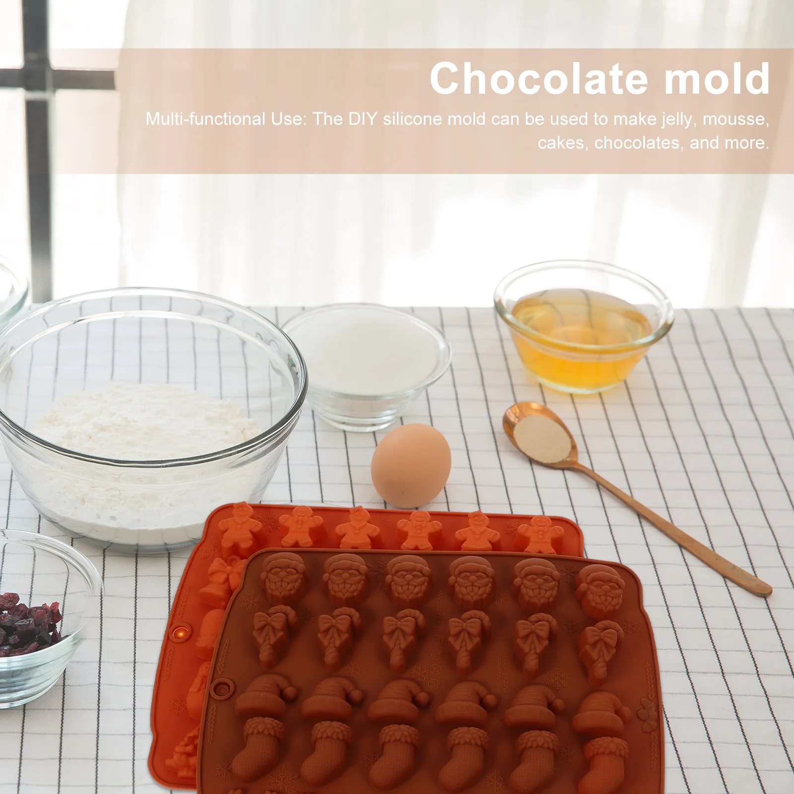 2 Pcs Dessert Mold Ornament Chocolate Candy Holiday Silicone Molds for Baking Treat