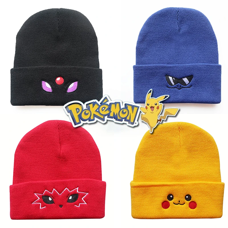 Pokemon Brimless Poop Hat Pikachu Fashion Anime Knit Hat Men\'s Women\'s Solid Color Smiley Hats Casual Warm Creative Hip Hop Hat