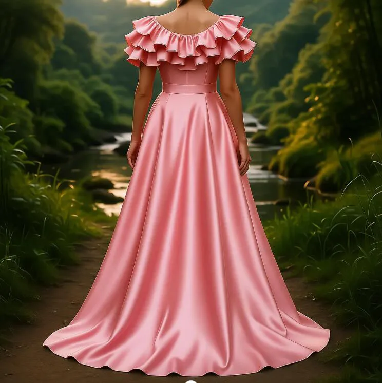 

Розовая атласная юбка с струящимся дизайном и высокой талией. Особенности длинной длины и гладкой текстурой. Идеально подходит для официальных мероприятий.