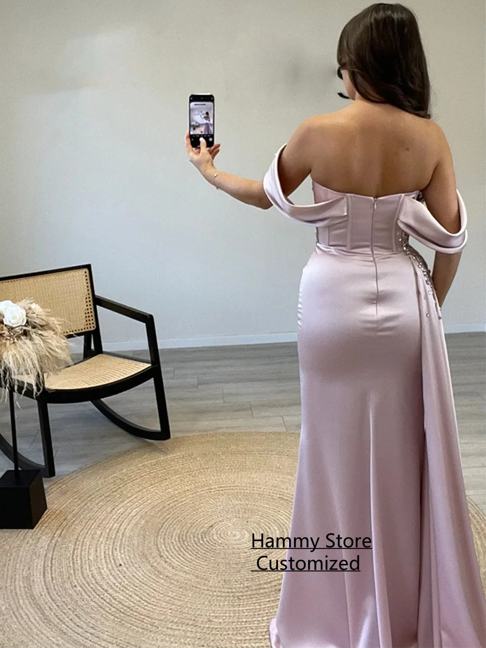 Sexy Mermaid Evening Dress Customized Off The Shoulder Heavy Stones Crystal Sweep Train Pageant Party Gown Prom Dresses