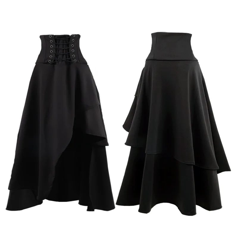 Medieval Renaissance Gothic Steampunk Clothes Pirate Costumes Carnival Vintage Dress Up Hem Maxi Skirt Fashion Casual Skirt