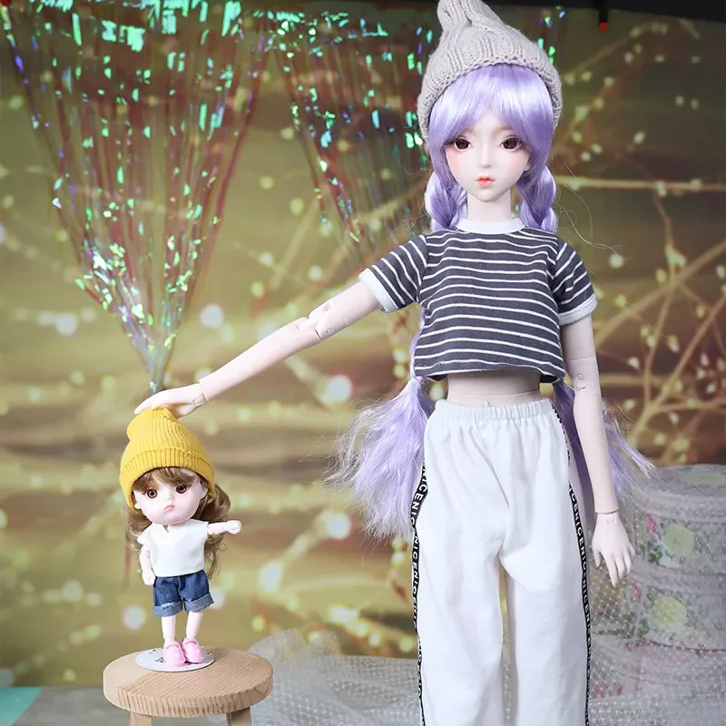 Spot 60cm baby clothes 3 points bjd baby suitable for wearing striped T-shirt sports doll change clothes skirt