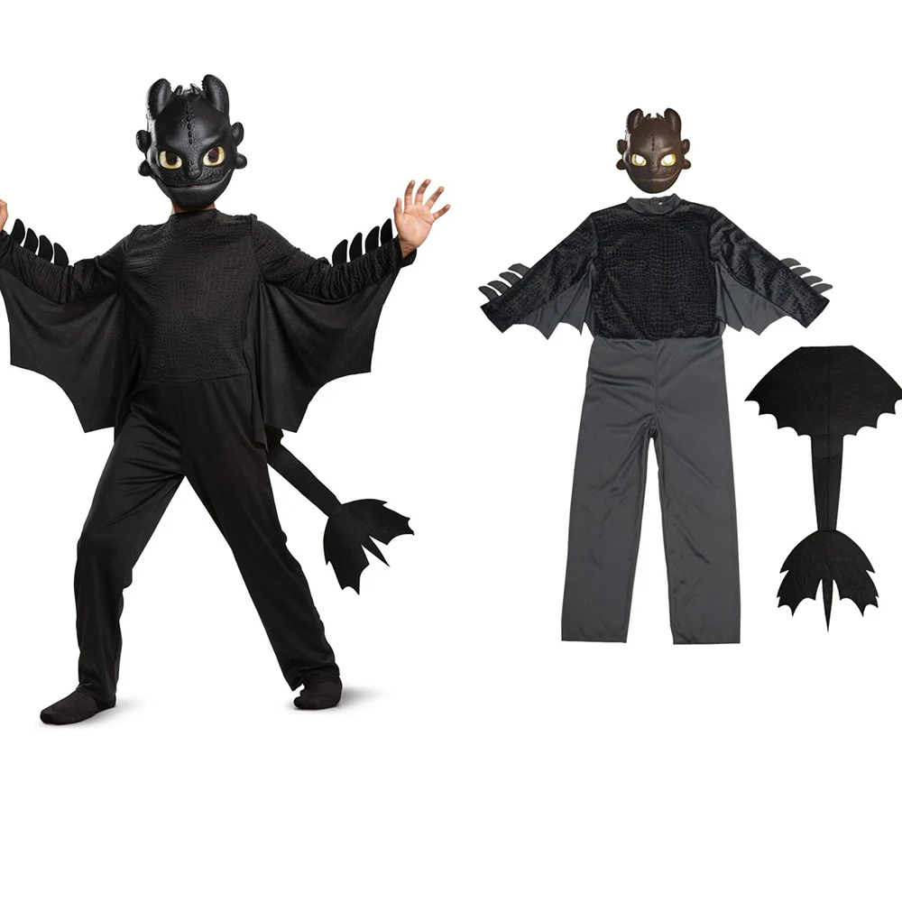 Anime Film Dragon Knights Cosplay Halloween Dragon Taming Knight Dinosaurier Zahnloses lustiges Spielkostüm 3-teiliges Set für Princeton