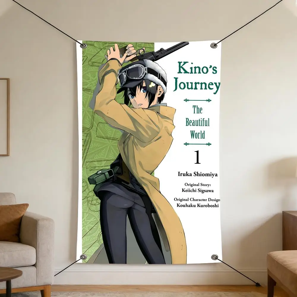 Anime K-Kino's J-Journey Flags Cozy Home Flag 4 Grommets Anti-Wrinkle Waterproo  Indoor