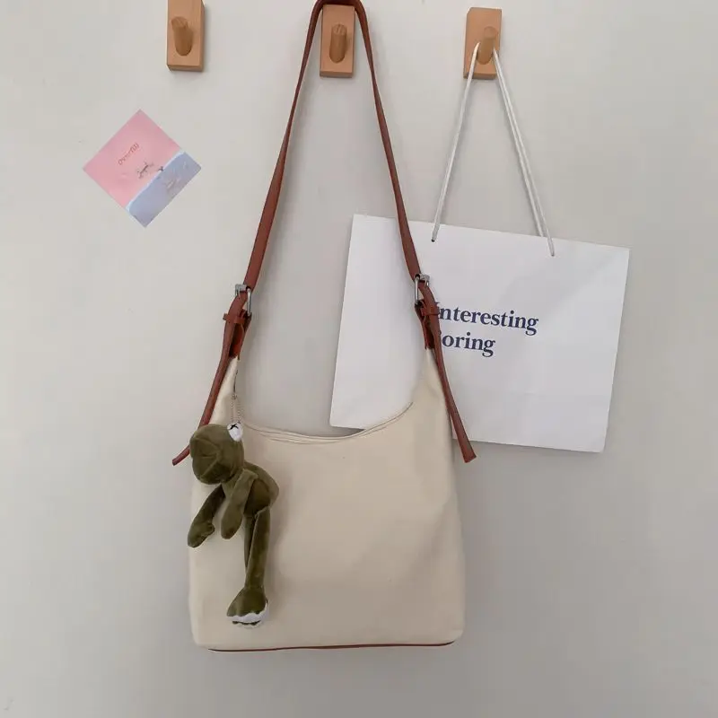 Bolso cruzado de lona para mujer, bandolera con costuras artísticas, informal, combina con todo, gran capacidad, estética, nueva tendencia, 2023