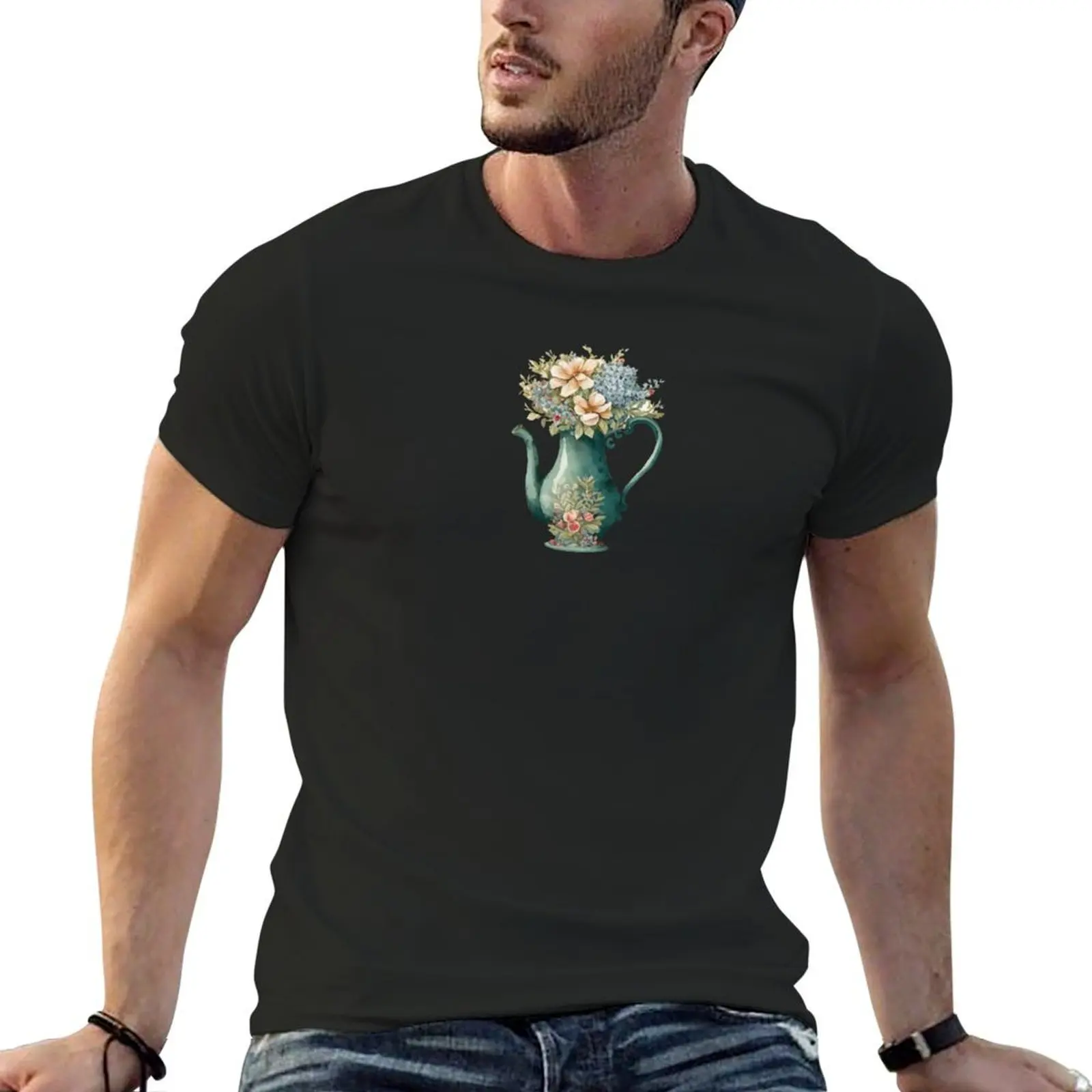 Vintage Flowers Vase T-Shirt shirts graphic quick drying plus size clothes heavyweights luxury clothes men