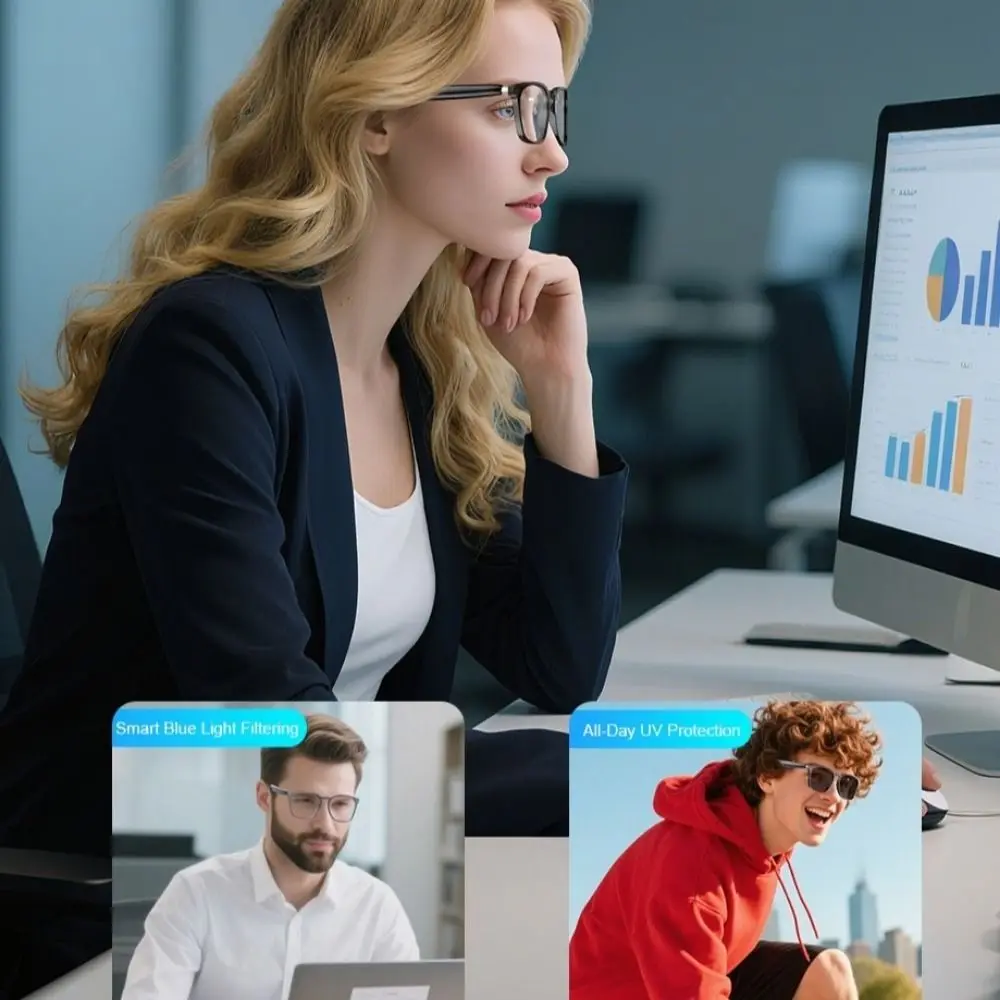 Wireless AI Translator Smart Glasses Hands-Free Call Functions Sell Bluetooth Glasses with Bluetooth Music Streaming Waterproof