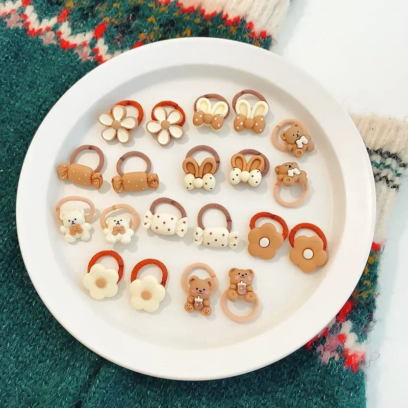 50Pcs Cute Cartoon Bear Rabbit Hair Bands Set