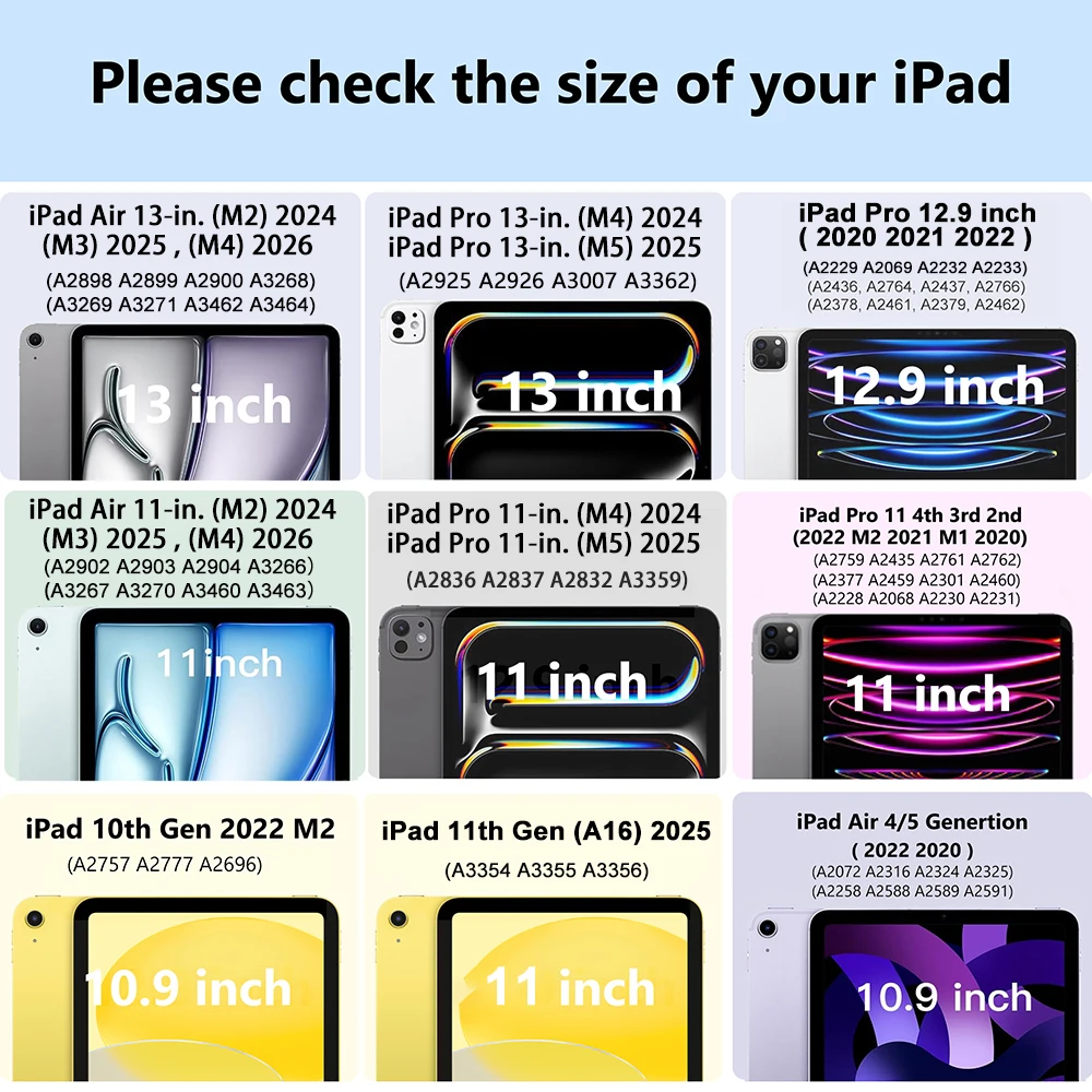 2026 For iPad Pro 13 Case M5 M4 2025 Air 11 M3 M2 12.9 Powerful Magnetic Attachment Slim Trifold Stand Case for iPad Air 5 10th