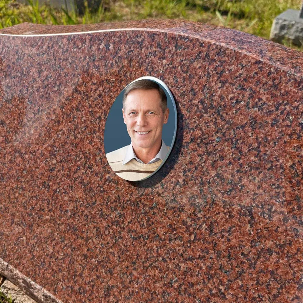 Lápida Conmemorativa Personalizada con Foto, 2D Plana, No 3D, 1 Pieza, Ovalada, Impermeable, para Montar en la Pared, Decoración de Cementerio