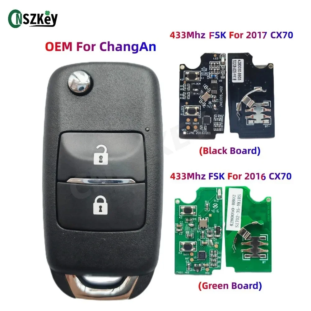 CNSZKEY Original Flip Folding Remote Car Key FOB 2 Buttons For Changan Chana CX-70 CX70 433Mhz FSK FCC ID:  4280050-BB05