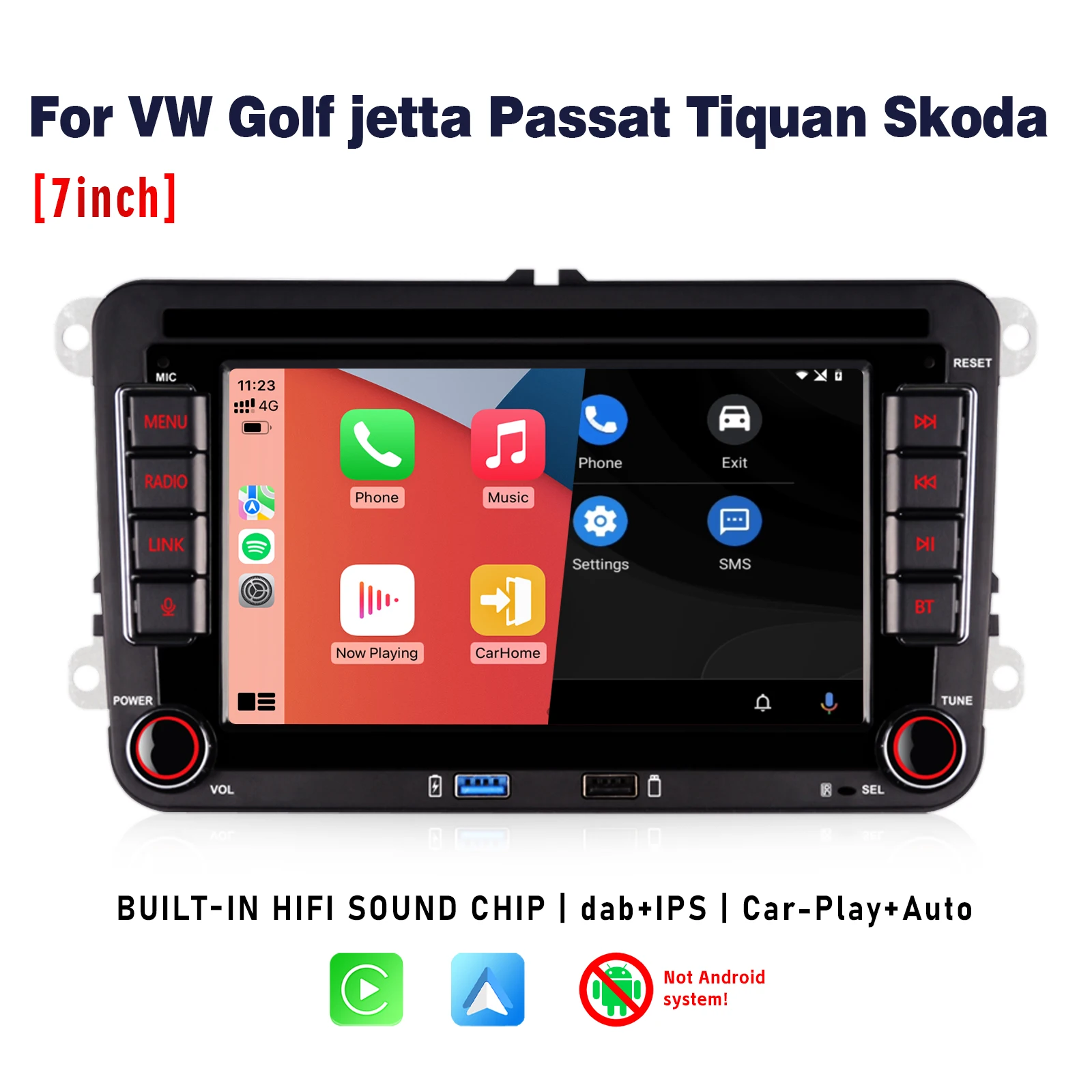 Car Radio with Wireless Carplay Android Auto SWC DAB+ for VW Volk swagen Golf Polo Passat b7 CC seat Beetle Jetta Touran Skoda