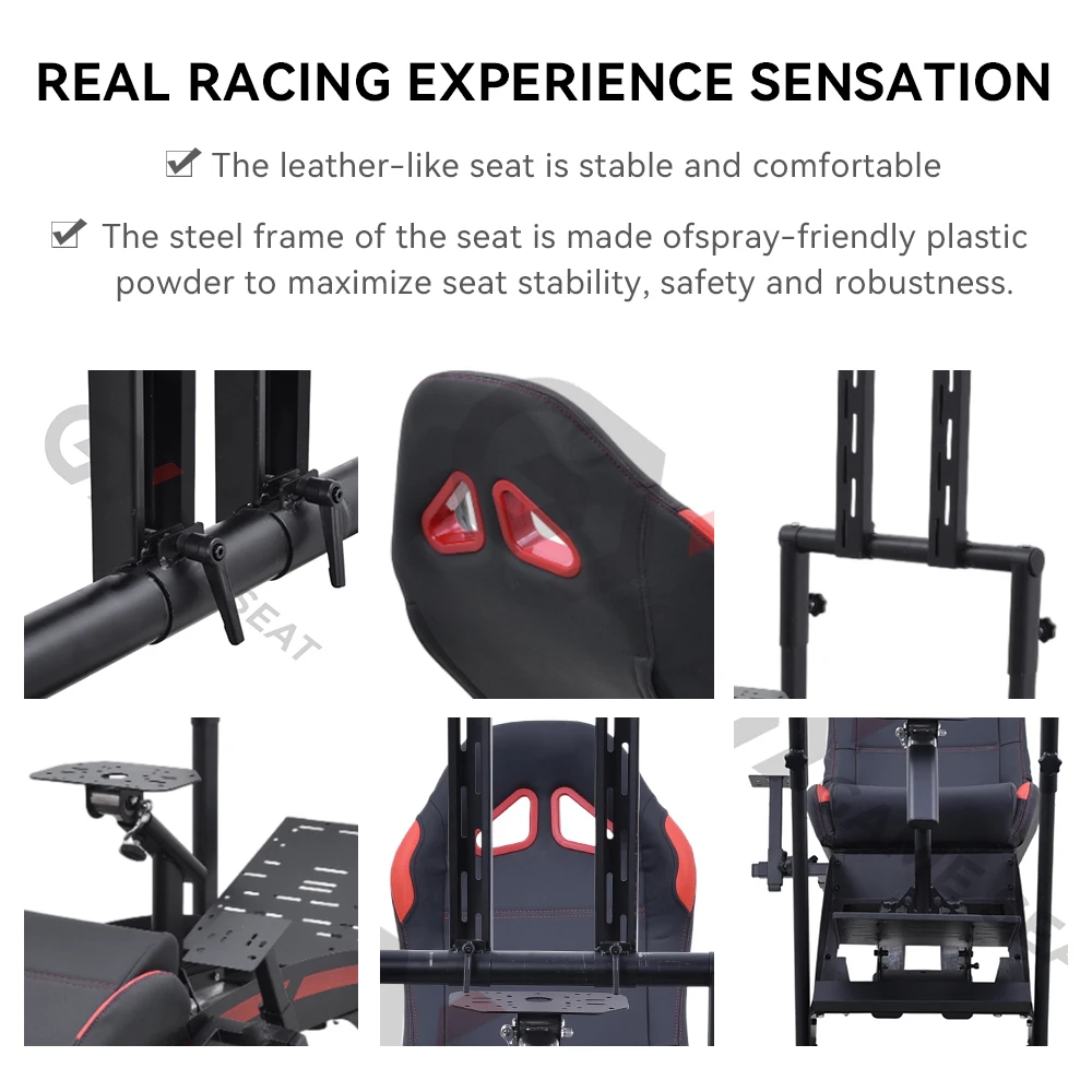 GY046-4 Game Seat Sim Racing Cockpit Racing Driving Simulator Chair With Adjustable Steering Wheel Frame view 2