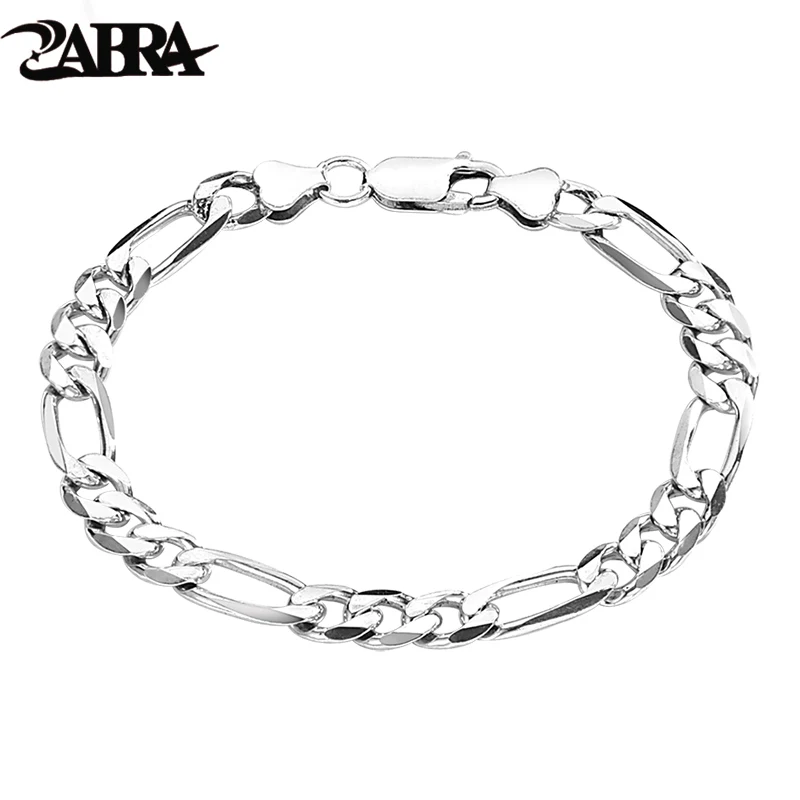 ZABRA S925 Silver Figaro Cuban Bracelet for Men and Women's Birthday Gift Fashion Light Luxury Men's Handicrafts